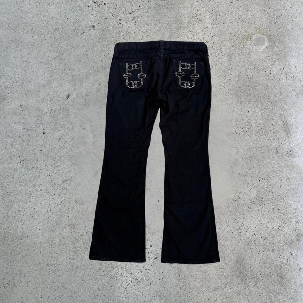 vintage black rhinestone bootcut jeans
